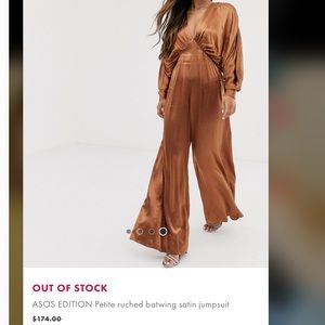 ASOS EDITION RUCHED BATWING SATIN JUMPSUIT USED ONCE TAILORED I AM 5’5
